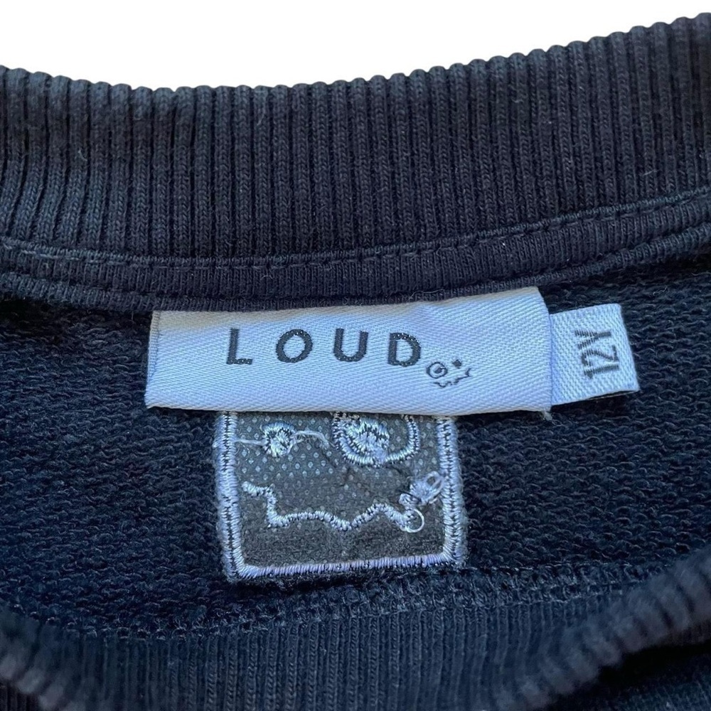 Loud Apparel Sweet Black Sweatshirt Dress Loose Fit Size 12 Ruffle Long Sleeve - Picture 9 of 12